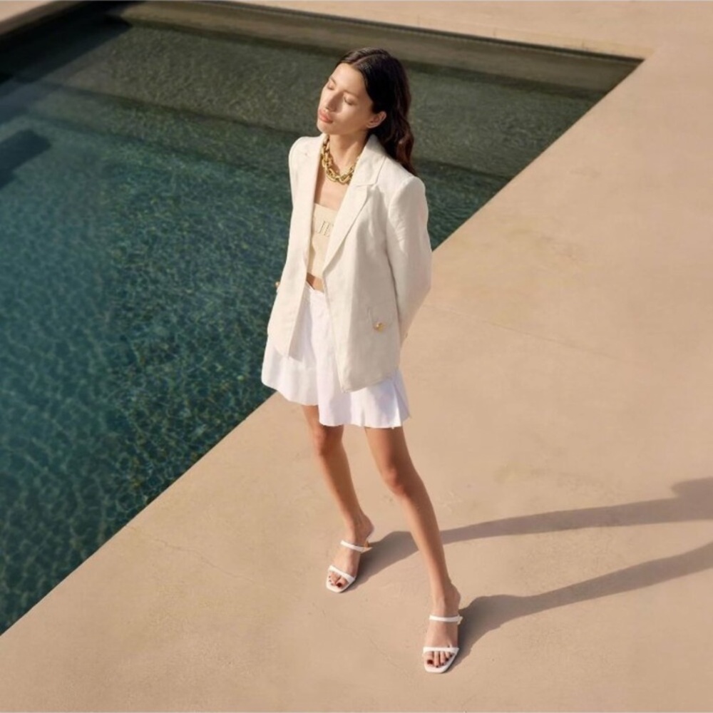 Aldo x Rocky Barnes white kitten heel sandals 6